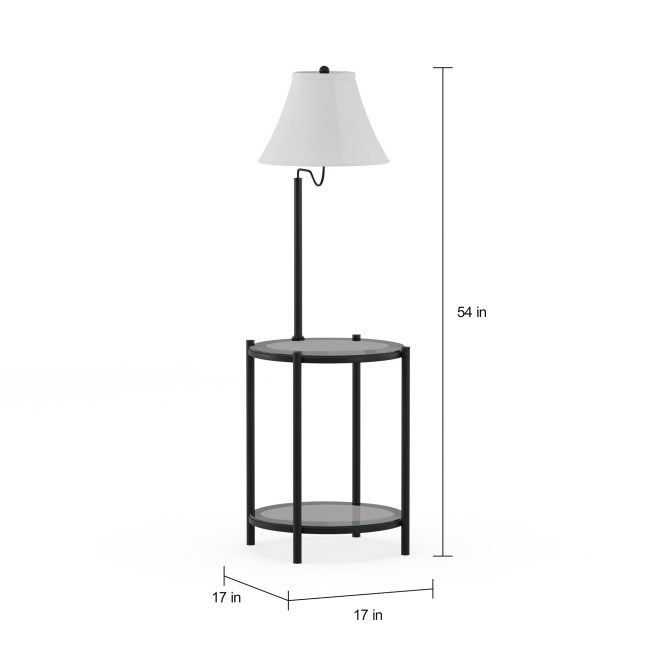 Mainstays Glass End Table Floor Lamp, Matte Black, CFL Bulb Included ...