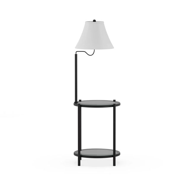 Mainstays Glass End Table Floor Lamp, Matte Black, CFL Bulb Included