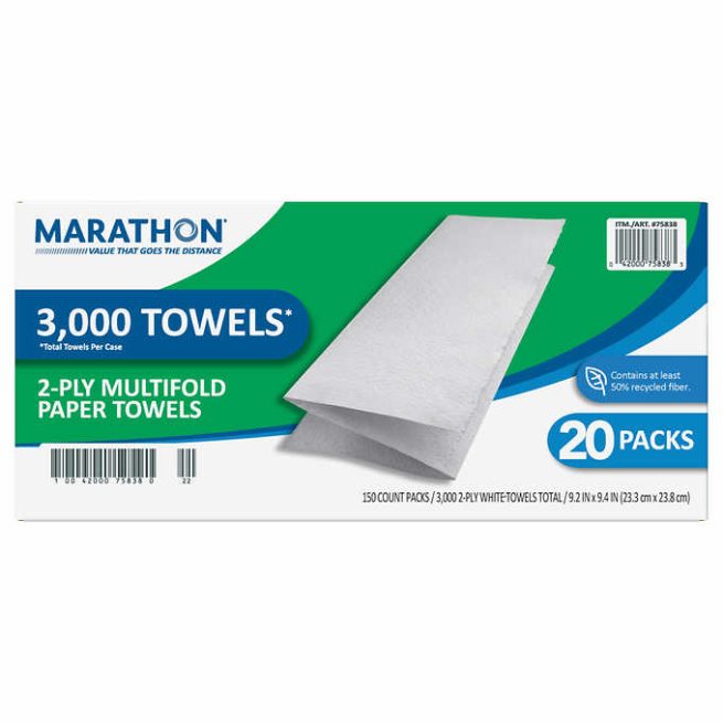 Marathon Paper Towels , Premium Multifold, 150 Towels, 20-count – Goods ...